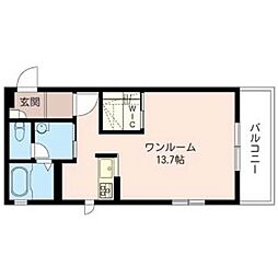 リッツ高田 ワンルームの間取図画像