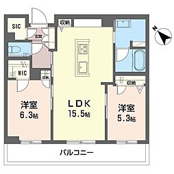 グラン リジエール 2LDKの間取図画像