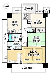 アルカディーナ城陽 3LDKの間取り