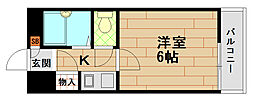 エリータ兵庫 1Kの間取図画像
