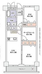 市川ハイツB棟 2SLDKの間取図画像