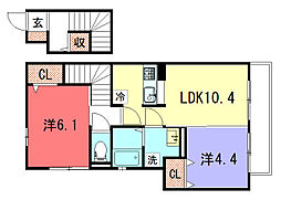 レグルス 2LDKの間取図画像