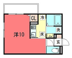 フォーレスト修学院II 1階1Kの間取り