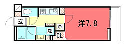 THE ROSE RES 一乗寺 1Kの間取図画像