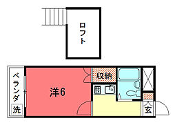 AXIS II 2階ワンルームの間取り