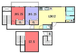 BelleLead御所東 2階2SLDKの間取り