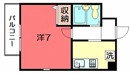 ラウェンゲン 4階1Kの間取り