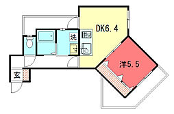 やまわ小路 1DKの間取図画像