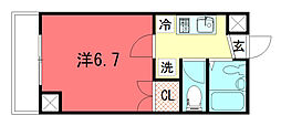 セブンハイム 1Kの間取図画像