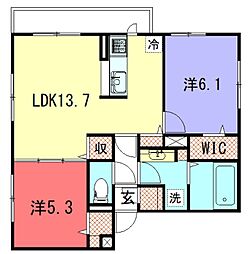 GRAMM東小野堀町EAST 2LDKの間取図画像