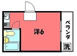 カーサ東一条 ワンルームの間取図画像