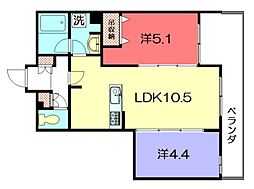 ヴィラ聖護院 2LDKの間取図画像