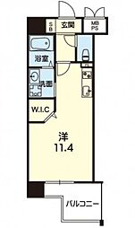 CENTRAL　CASA　藤崎宮 3階ワンルームの間取り