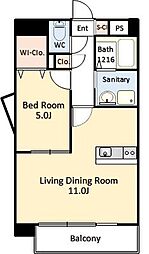 NS平成 1LDKの間取図画像