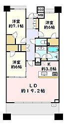 パークハウスつくば研究学園けやきレジデンス弐番館 3LDKの間取図画像