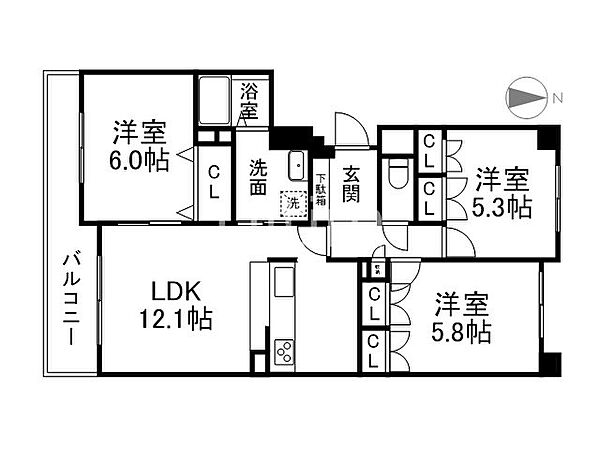 パインフィールド洛西 ｜京都府京都市右京区西院四条畑町(賃貸マンション3LDK・4階・65.39㎡)の写真 その2