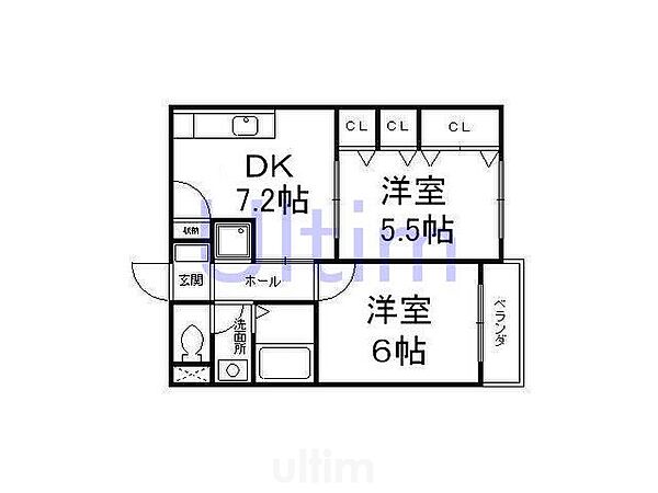 セントアミュー ｜京都府京都市伏見区北端町(賃貸マンション2DK・5階・42.00㎡)の写真 その2