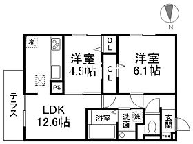 ラパールデューIII  ｜ 京都府京都市右京区山ノ内山ノ下町（賃貸アパート2LDK・1階・55.28㎡） その2