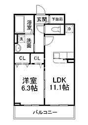 和幸館 2階1LDKの間取り