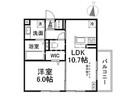 GRAMM六地蔵B棟 2階1LDKの間取り