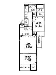 メゾンドエフ 2階2LDKの間取り