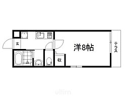 アヴニール京都墨染 1Kの間取図画像