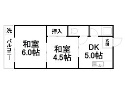 第1はしもとハイツ 2DKの間取図画像