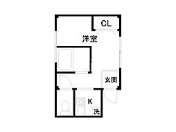 サニーコーポ有田 ワンルームの間取図画像