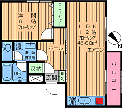ハイツ.オークラ 1LDKの間取図画像