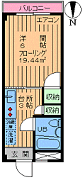 ハイツオオトリ 1Kの間取図画像