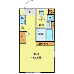 レピュア東十条駅前レジデンス 2階ワンルームの間取り