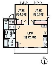 Contrail 1（コントレイル） 2階2LDKの間取り