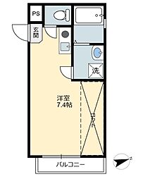 シュリットコート 101 1階ワンルームの間取り