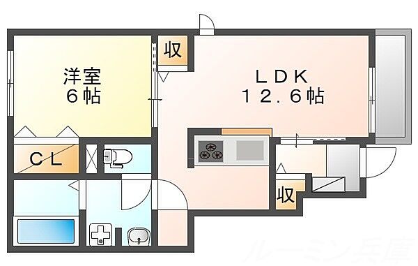 カメリア 102｜兵庫県小野市黒川町(賃貸アパート1LDK・1階・45.27㎡)の写真 その2