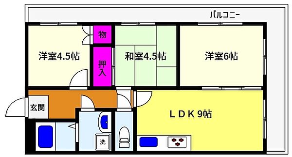 兵庫県神戸市東灘区甲南町４丁目(賃貸マンション3LDK・2階・53.53㎡)の写真 その2