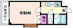 アルファコート 1Kの間取図画像