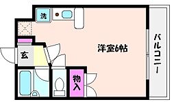 アルファコート 1Kの間取図画像