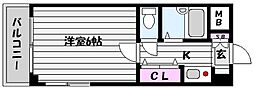 パルコ御影 1Kの間取図画像