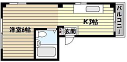シティプラザ御影 1Kの間取図画像
