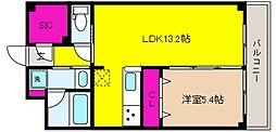 EDELHOFE住吉本町 1LDKの間取図画像