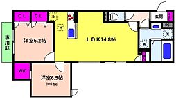 神戸市東灘区御影2丁目アパート 2LDKの間取図画像