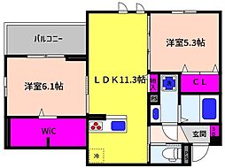 ASHA NOOR 2LDKの間取図画像