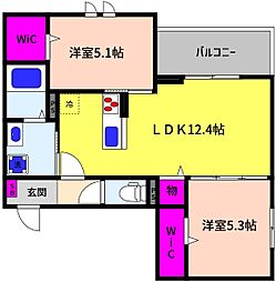 ASHA NOOR 2LDKの間取図画像