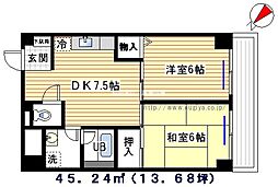 プリンス小石川 2DKの間取図画像