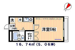 グランシャリオ 1Kの間取図画像