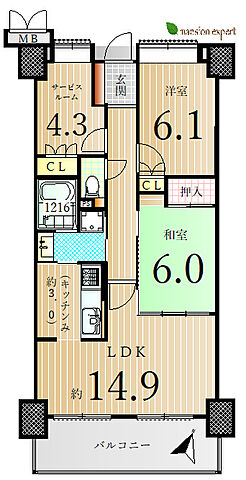 間取り サーパス郡家第３ 5階/-