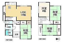 近鉄南大阪線 浮孔駅 徒歩13分 4LDKの間取り