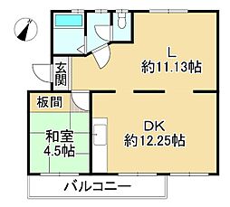 狭山住宅　27号棟 1LDKの間取り