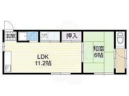 仲辻第一マンション 1LDKの間取図画像