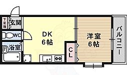コア千代鶴 1DKの間取図画像